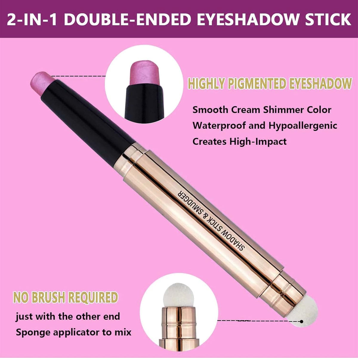 Pink Eyeshadow Stick Makeup, Highlighter Matte Cream Eye Shadow Pencil, Waterproof Hypoallergenic