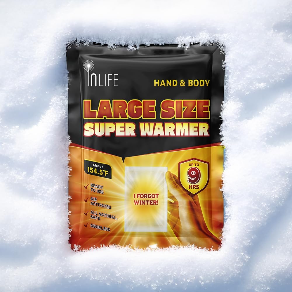 InLife Large Size Super Warmer for Hands and Body, All Natural & Safe, Bigger & Wider Area Covered