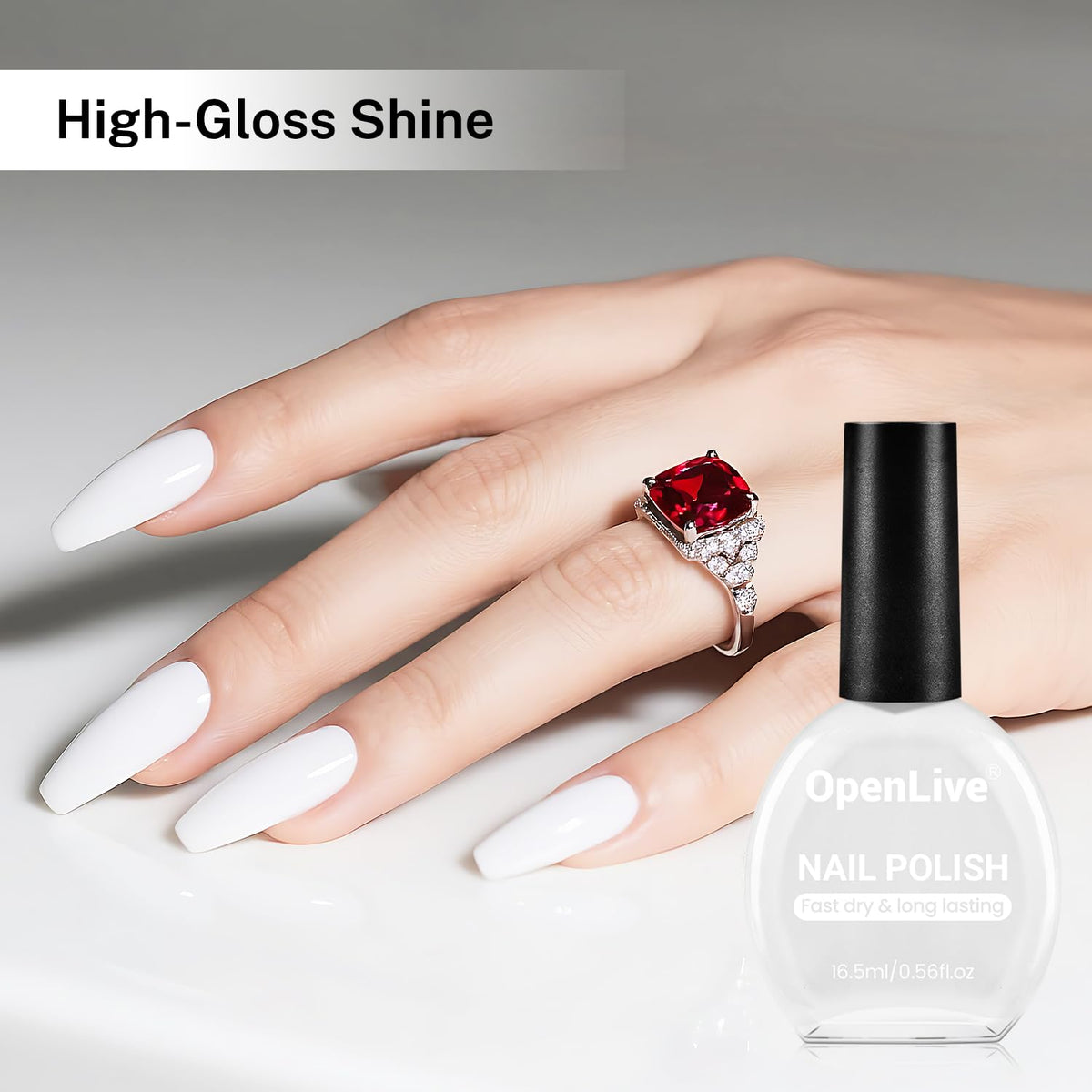 16.5ml White Nail Polish Large Volume Quick Drying Nail Polish, Fast Drying and Long Lasting Color