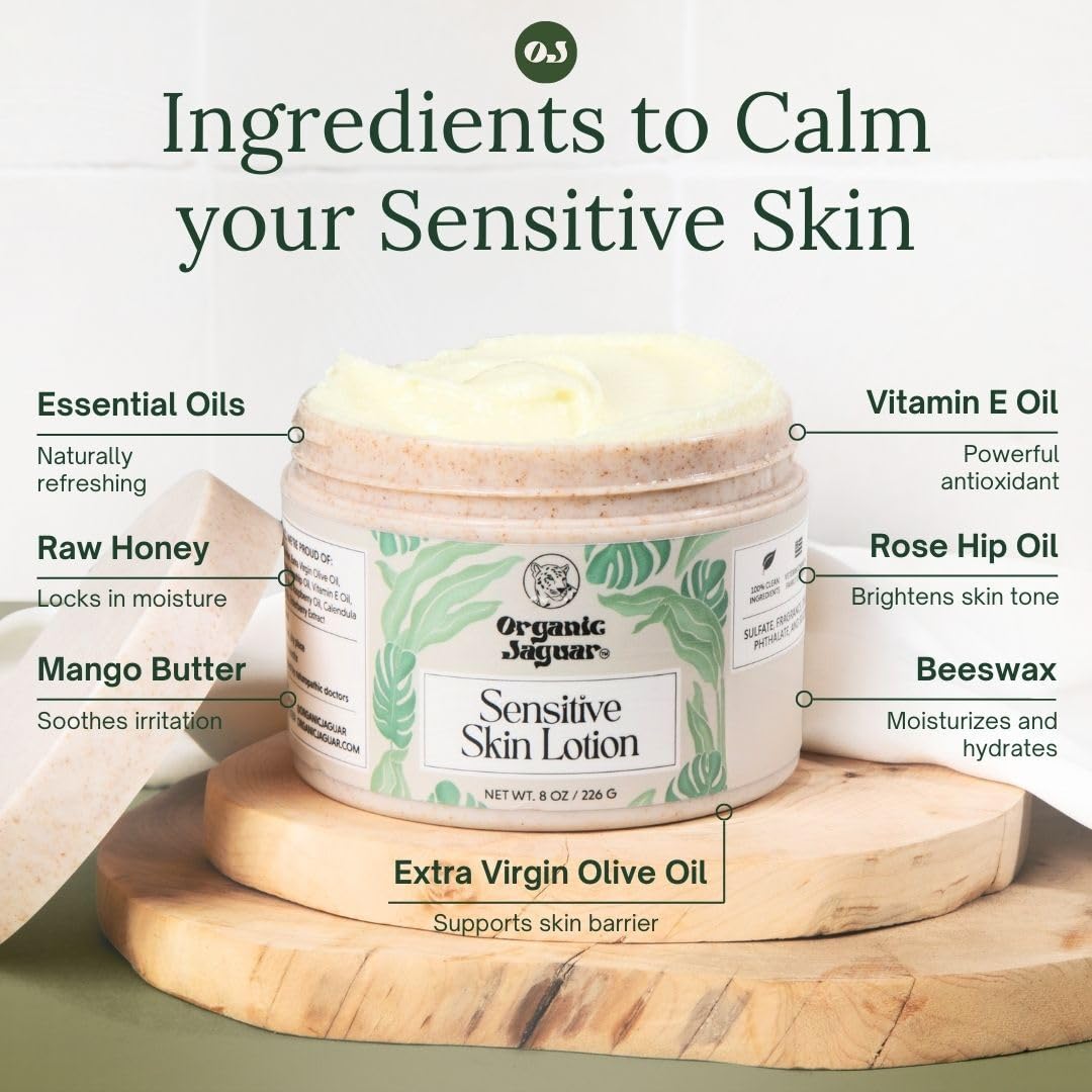 Natural Body Lotion for Sensitive Skin, Scent Free, Sulfate & Paraben Free Body Care, Moisturizer