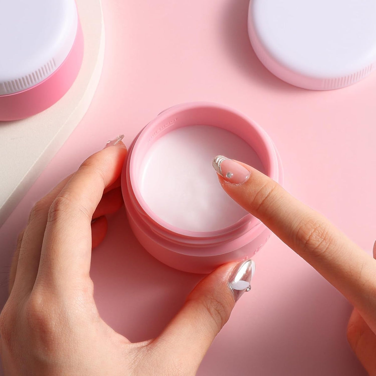 Travel Containers for Toiletries, Silicone Cream Jars BPA-Free, Leak-proof 2oz Travel Size