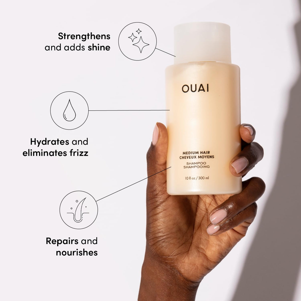OUAI Medium Hair Shampoo & Conditioner Set, Travel Size - Hydrating Shampoo & Conditioner - With