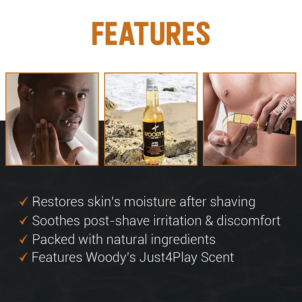Woody's Aftershave for Men Tonic – Soothing After Shave with Aloe Vera, Calendula & Chamomile to