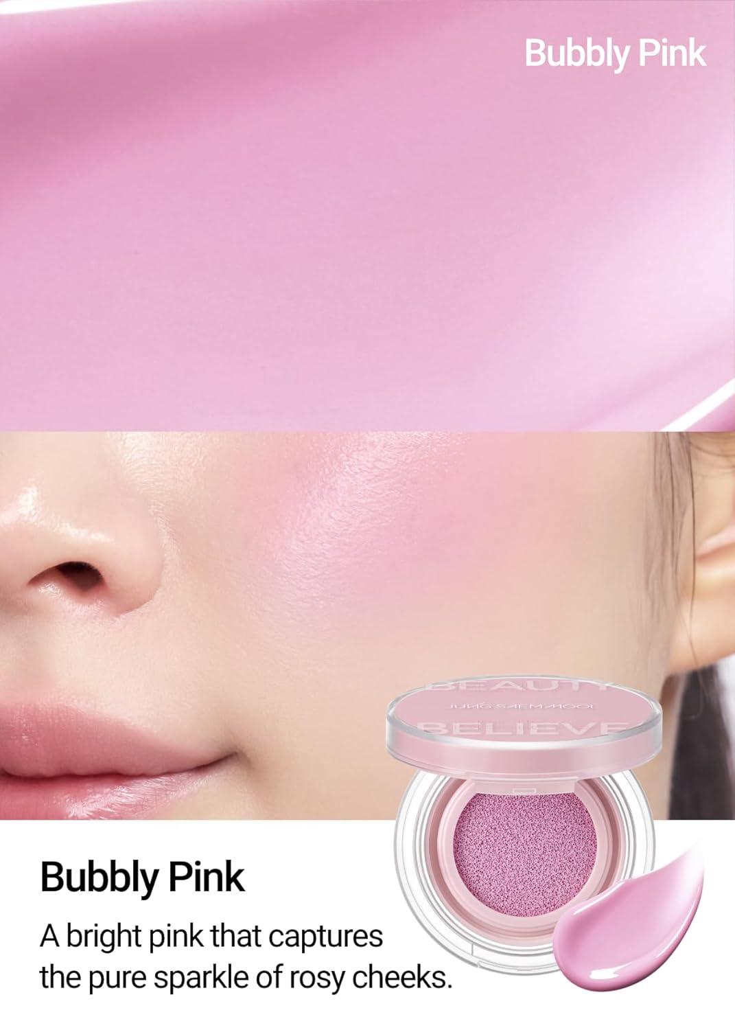 JUNGSAEMMOOL Artist Cushion Blush (Bubbly Pink) | Easy to Blend, Lightweight, Hydrating Cushion