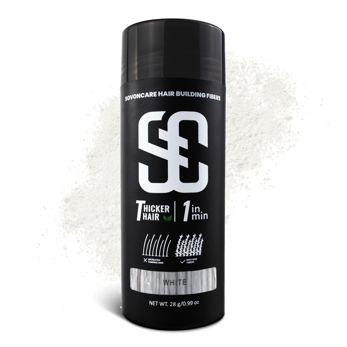 SOVONCARE Hair Fibers for Thinning Hair White, Hair Building Fibers for Bald Spots Undetectable &