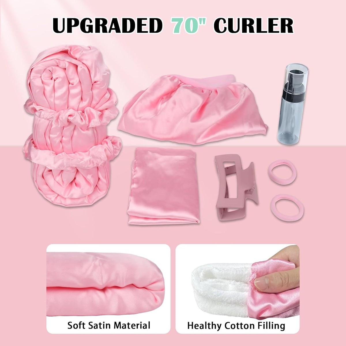 Satin Heatless Curls Overnight Hair Curlers to Sleep In Hair Curler Rollers No Heat Hair Wrap for