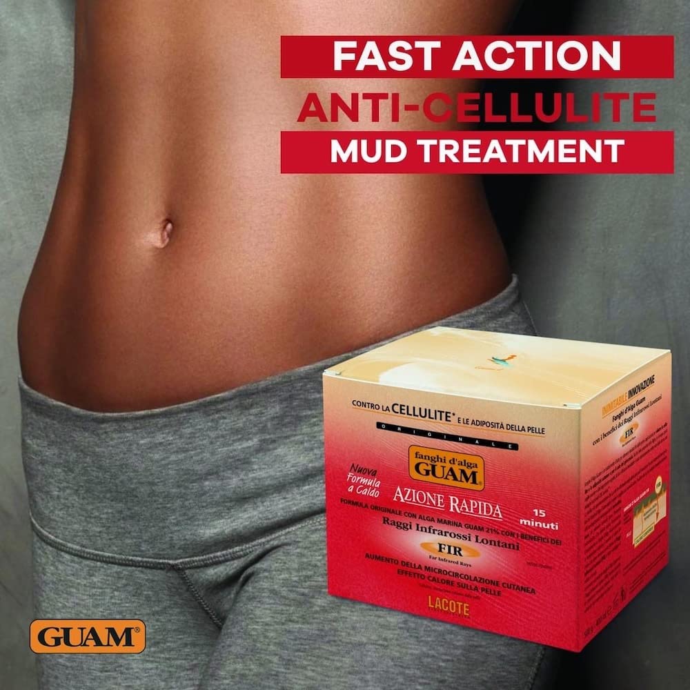 GUAM Anti Cellulite Seaweed Mud Infrared Body Wrap, FAST ACTION Hot Mud Body Mask with Tourmaline