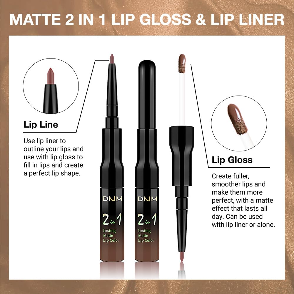 evpct 1Pcs True Nude Matte Lip Liner & Liquid Lipstick Stain Makeup Set for Women, Nude Lip Liner