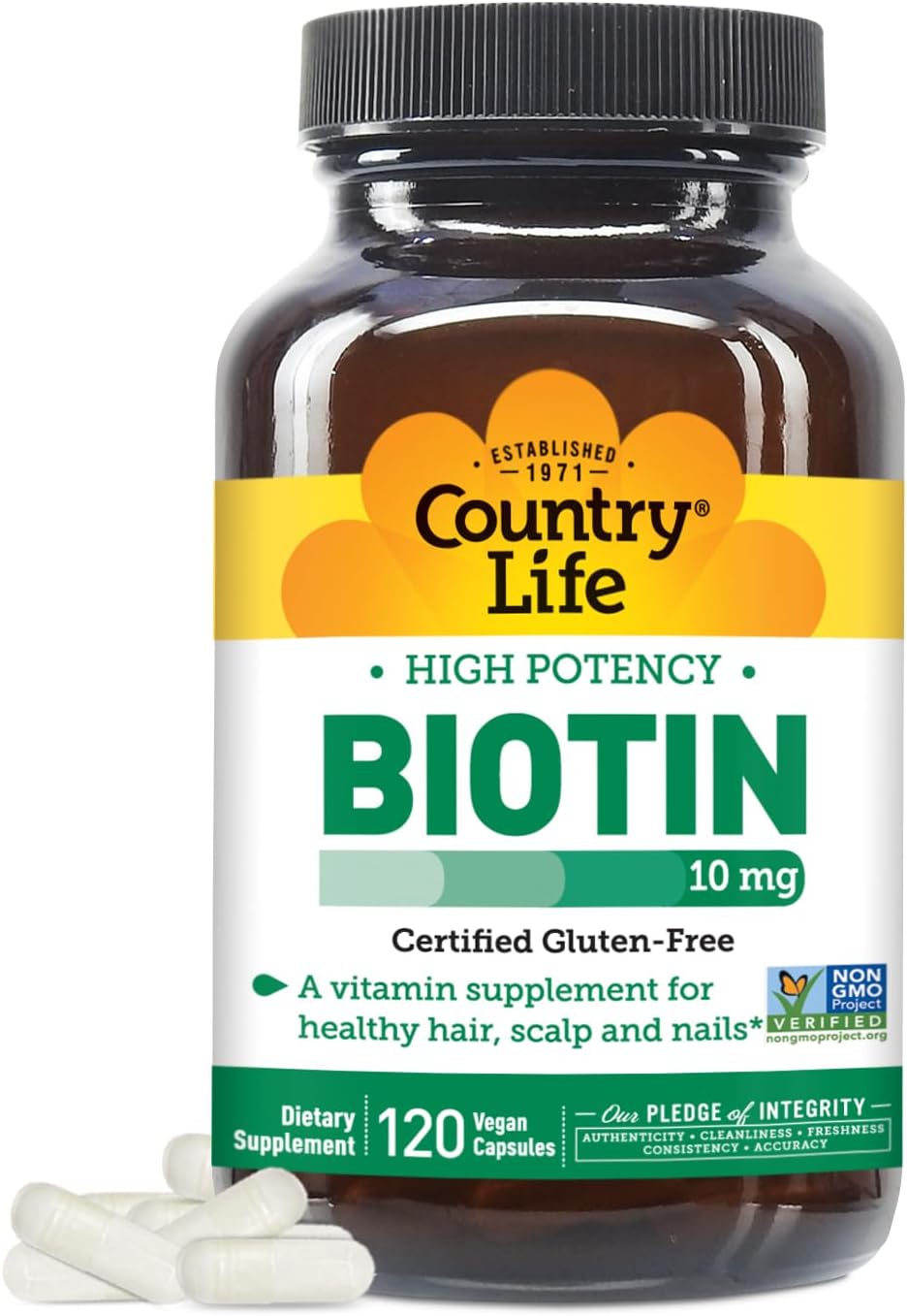 Country Life High-Potency Biotin 10mg - Vegan & Gluten-Free Biotin Supplement for Skin & Nails