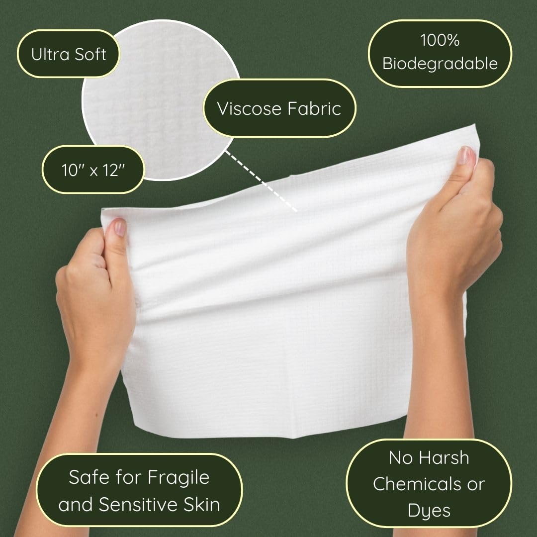 Clean Facial Towels for Sensitive Skin, 100% USDA Biobased Face Towels, 50 Count, Ultra Soft