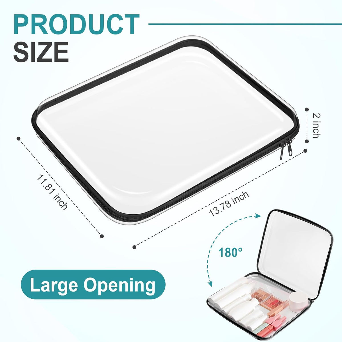 Hoolerry 3 Pcs Clear Hard Zipper Case Plastic Pouch Transparent Hard Case Clear Makeup Bag Portable