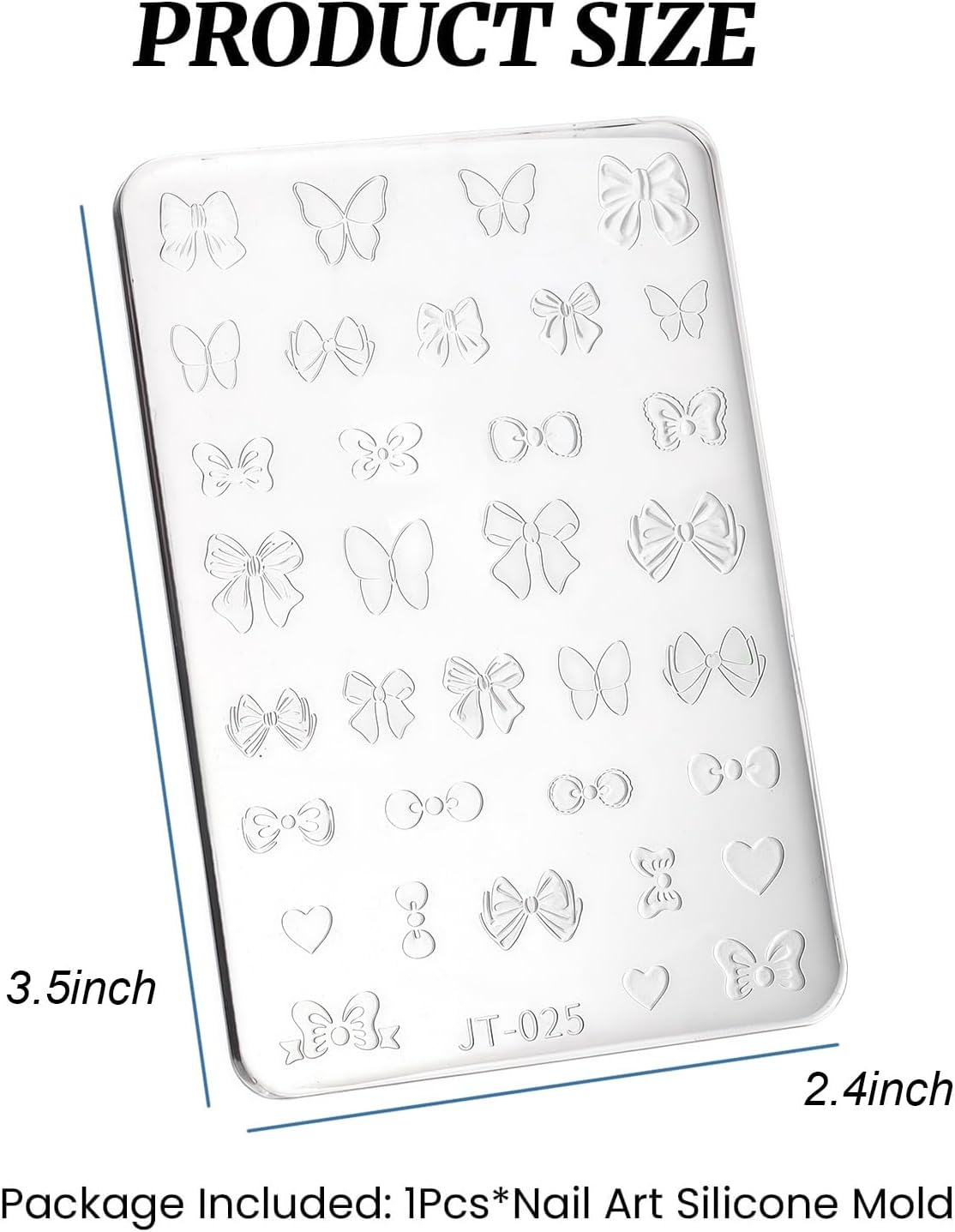 Nail Art Silicone Template, Bow Tie 3D Nail Decoration Mould for Precise Embossed Butterfly