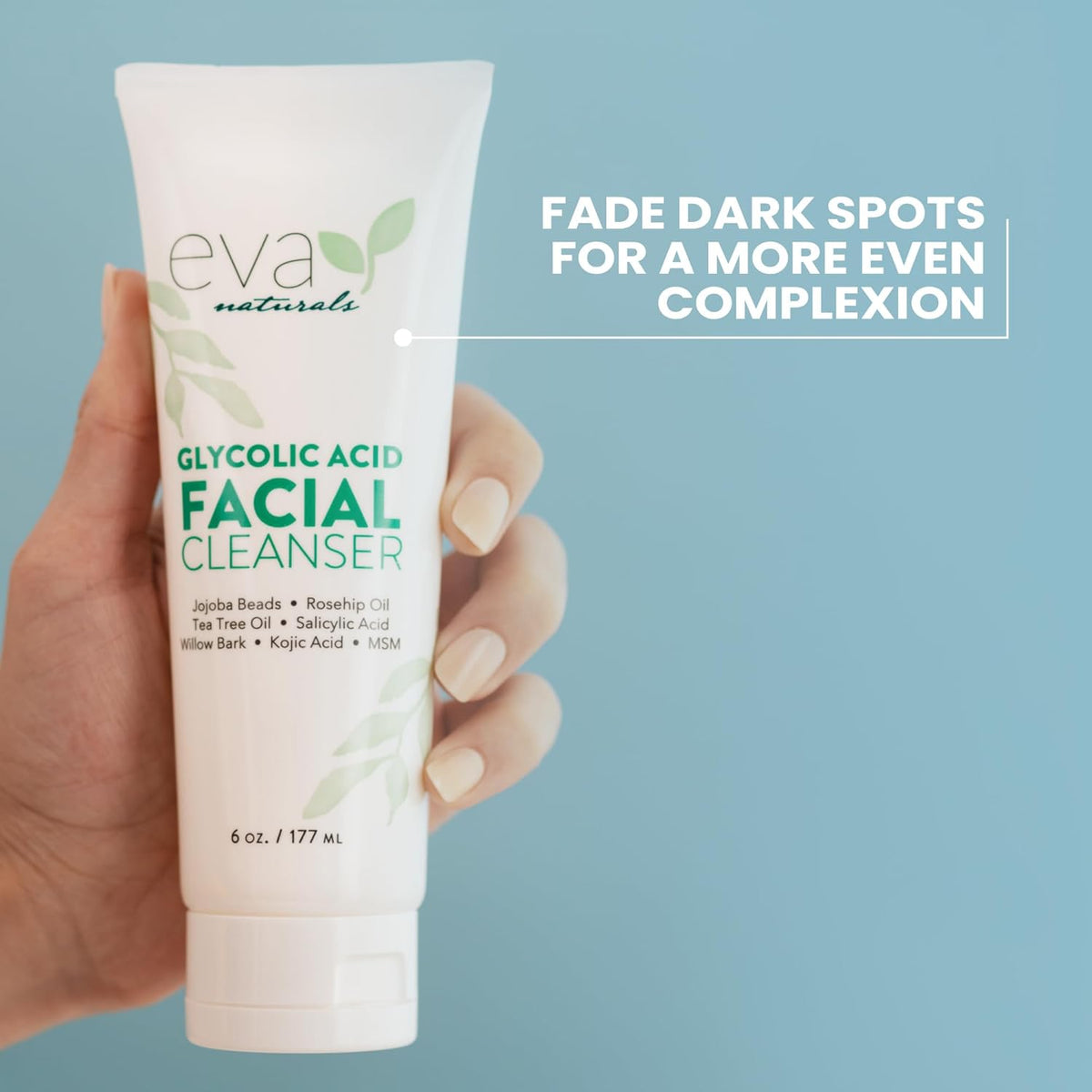 Eva Naturals Glycolic Acid Facial Cleanser – Exfoliating Face Wash with Salicylic Acid, Tea Tree &