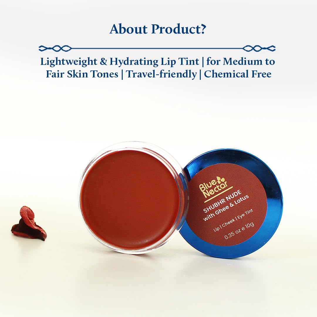 Blue Nectar Lip Tint Stain for Sheer Nude Tinted Lips | Hydrating Lip Tint, Color Infused, with