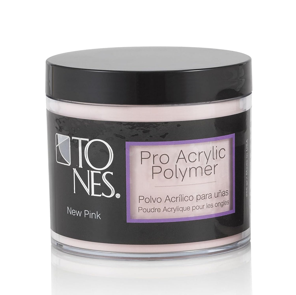 Tones Pro Acrylic Nail Powder, New Pink (Fresh Peach-Toned Pink), (8.5 Fl Oz) - Long-Lasting &
