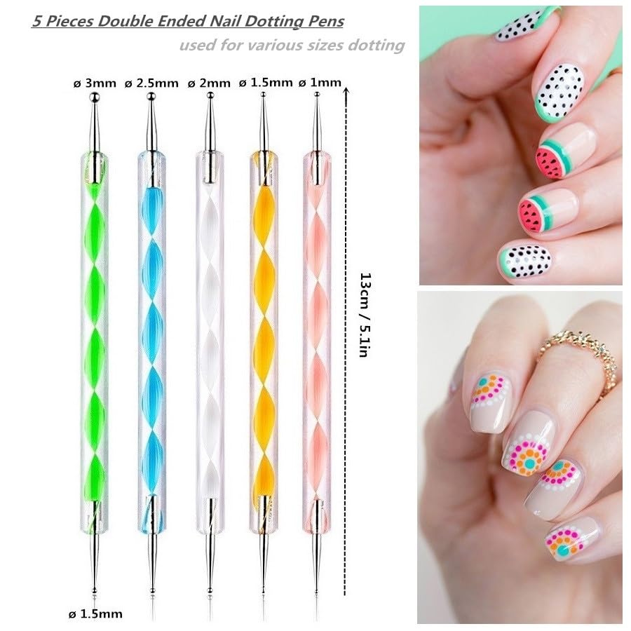 Nail Art Design 11PCS Kits - Resin Nail Art Palette, 5Pcs Nail Art Sculpture Pen Dual Tipped