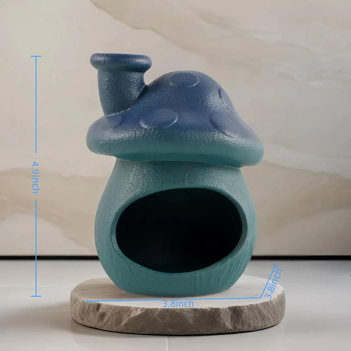 Mushroom Incense Holder, Blue Ceramic Palo Santo Holder Burner & Sage Holder - Mini Tabletop