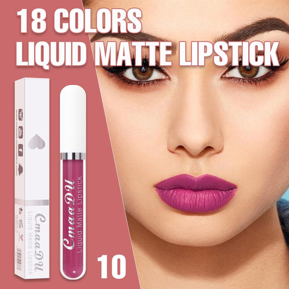evpct 1Pcs Violet Pink Liquid Matte Lipstick Lipgloss Set for Women, labiales mate 24 horas