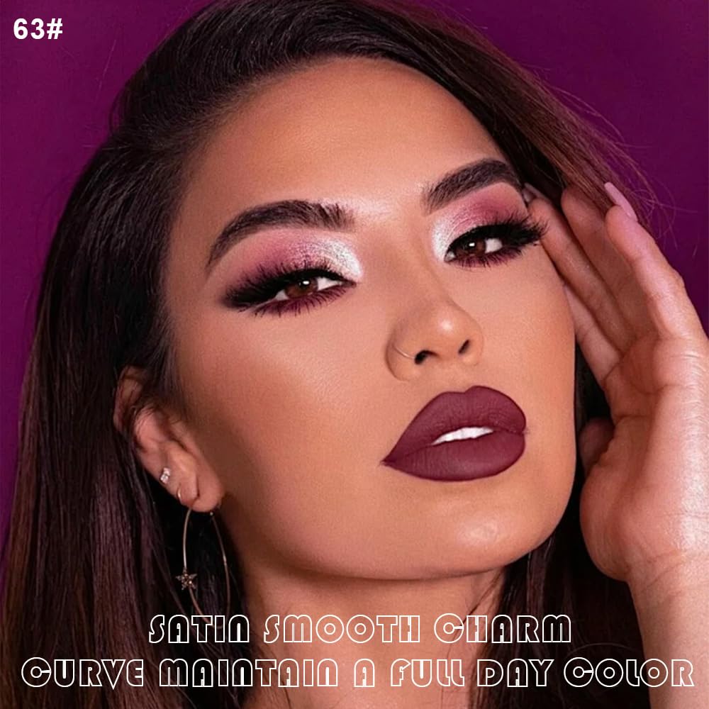 evpct 2Pcs Burgundy Red Matte Lip Liner Lipstick Combo Set for Women, Burgundy Lip Combo Set Liquid