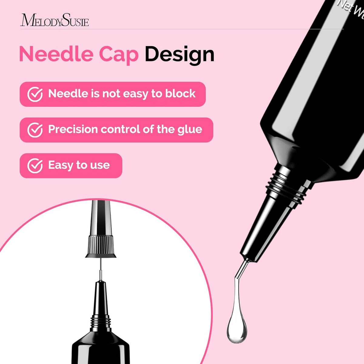 MelodySusie 15g Pinpoint Nail Rhinestone Glue for Nails Super Strong Gel for Nail Charms Gems 3D