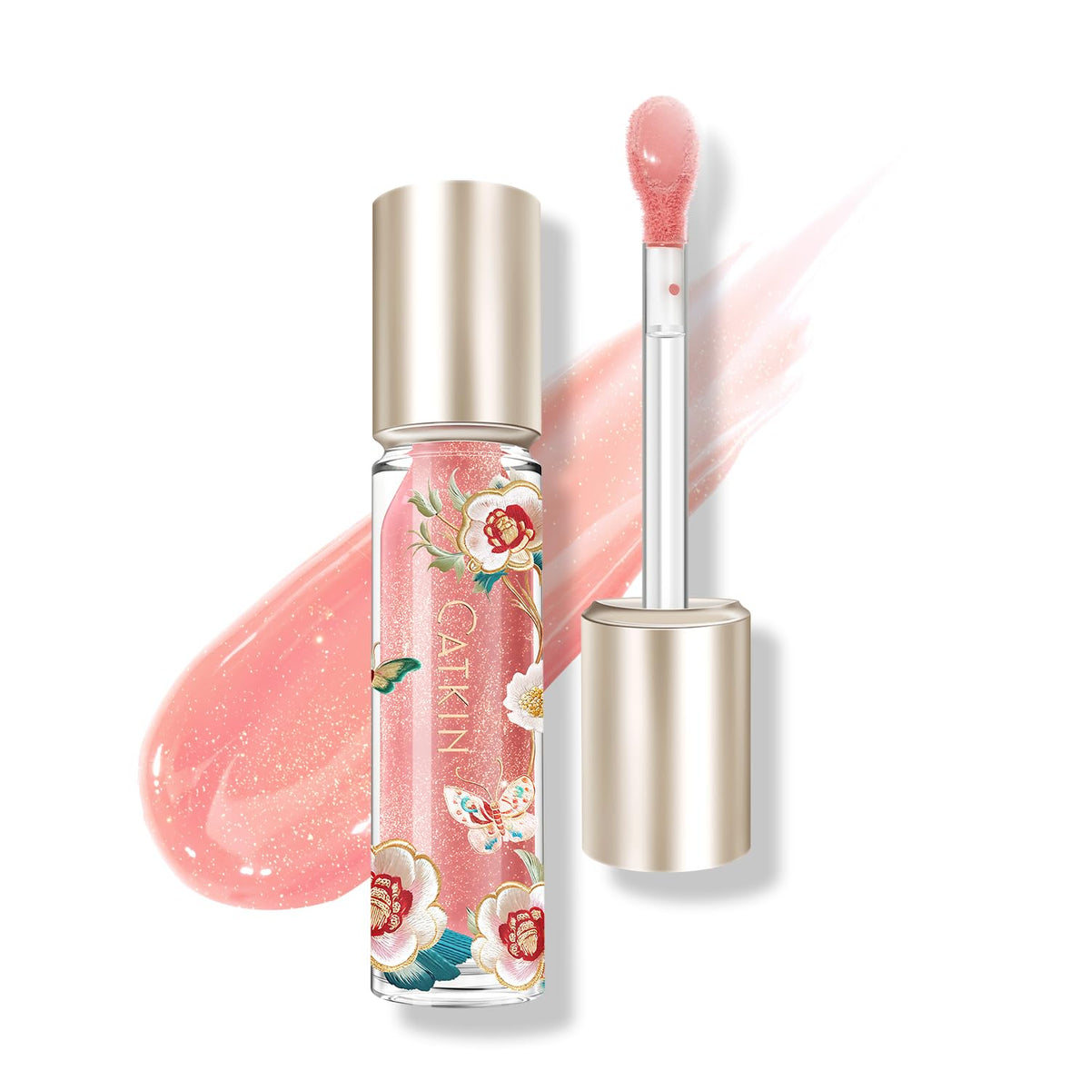 Catkin Lip Plumper Gloss, Tinted Lip Serum with Hyaluronic Acid & Jojoba Oil, Non-sticky Volumizing
