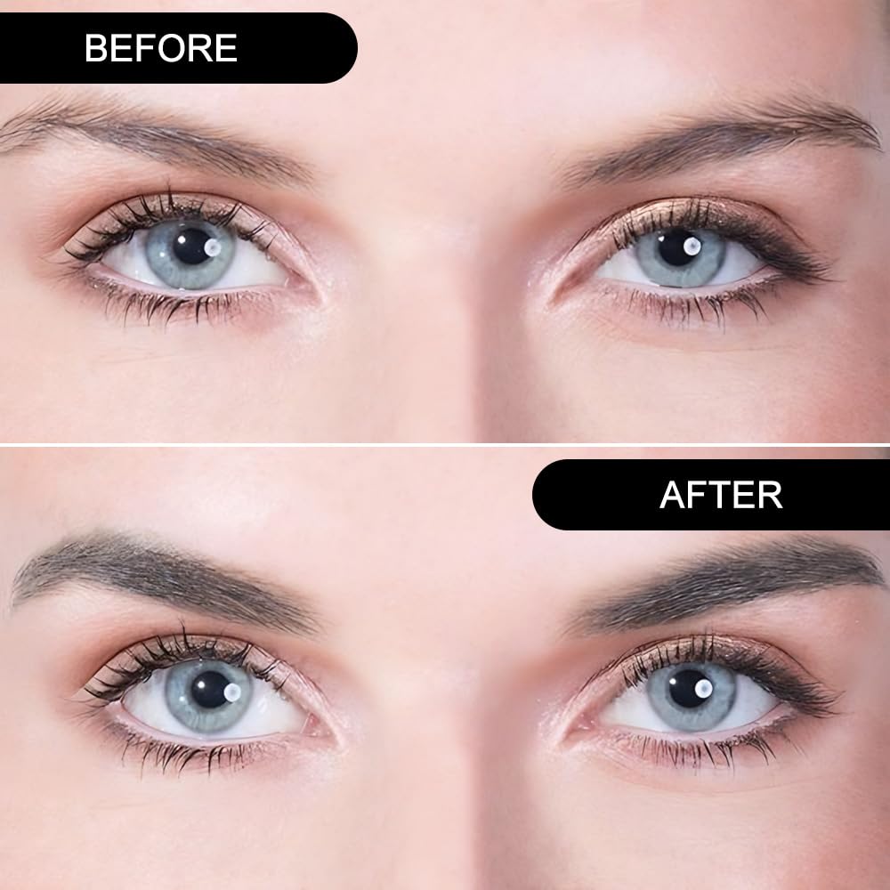Black Brown Eye Brow Powder Kit for Women, Medium Coffee Dark Gray Eyebrow Powder Palette with