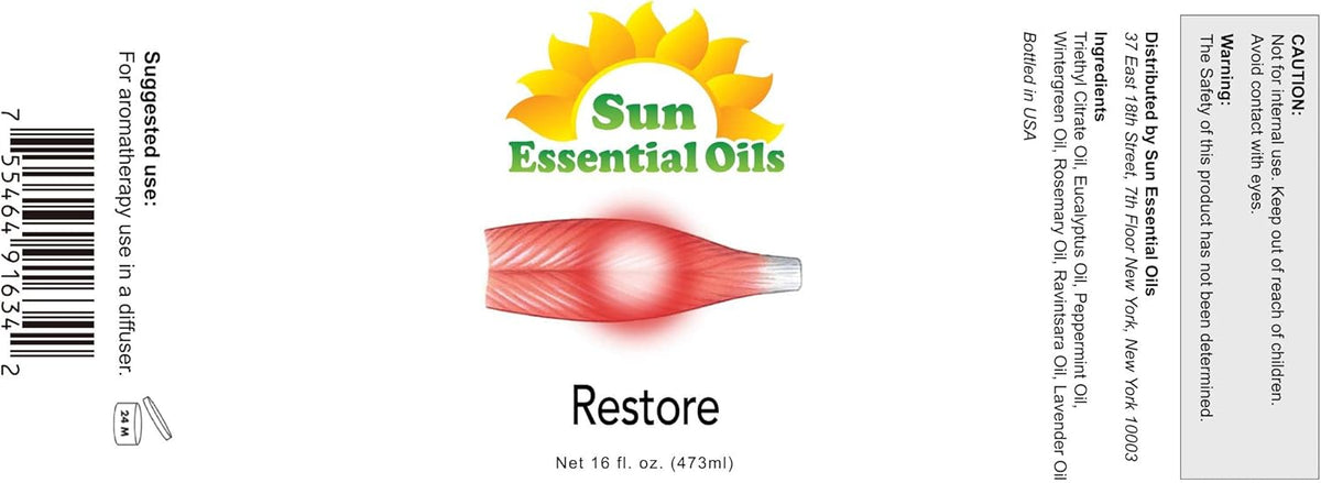 Sun Essential Oils Deep Muscle Ease Blend Essential Oil 16oz for Aromatherapy Diffuser, and Muscle