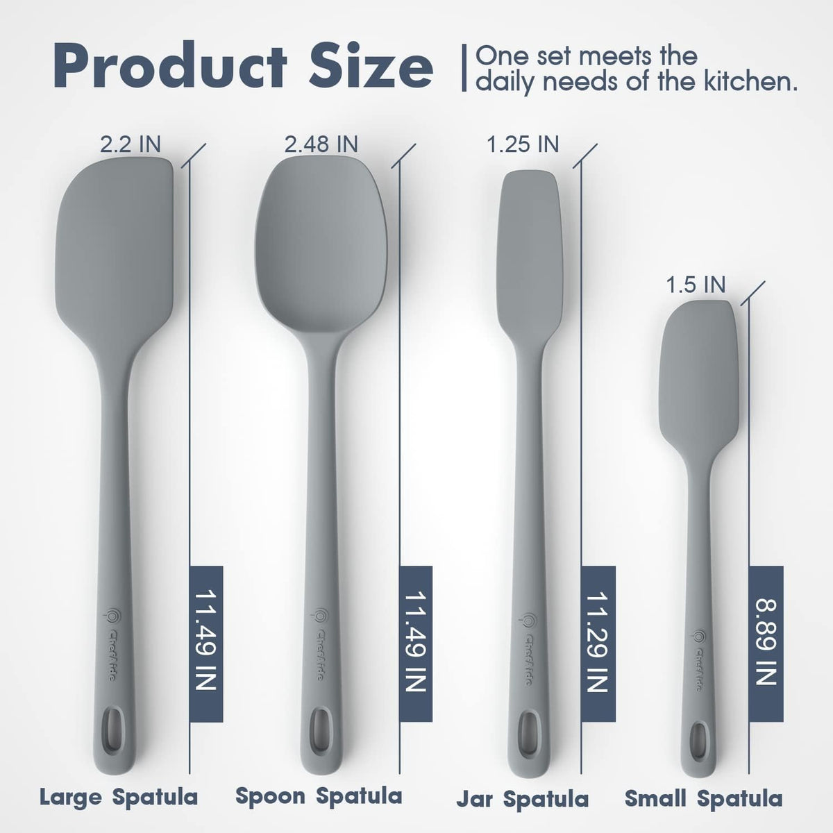 4 Pieces Silicone Spatula Set, Food Grade Rubber Spatula, Upgrade Strong Handle with Ergonomic