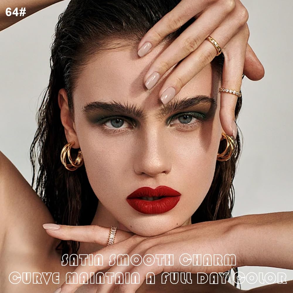 evpct 2Pcs Vivid Red Matte Lip Liner and Lipstick Combo Set for Women, Red Lip Combo Set Liquid