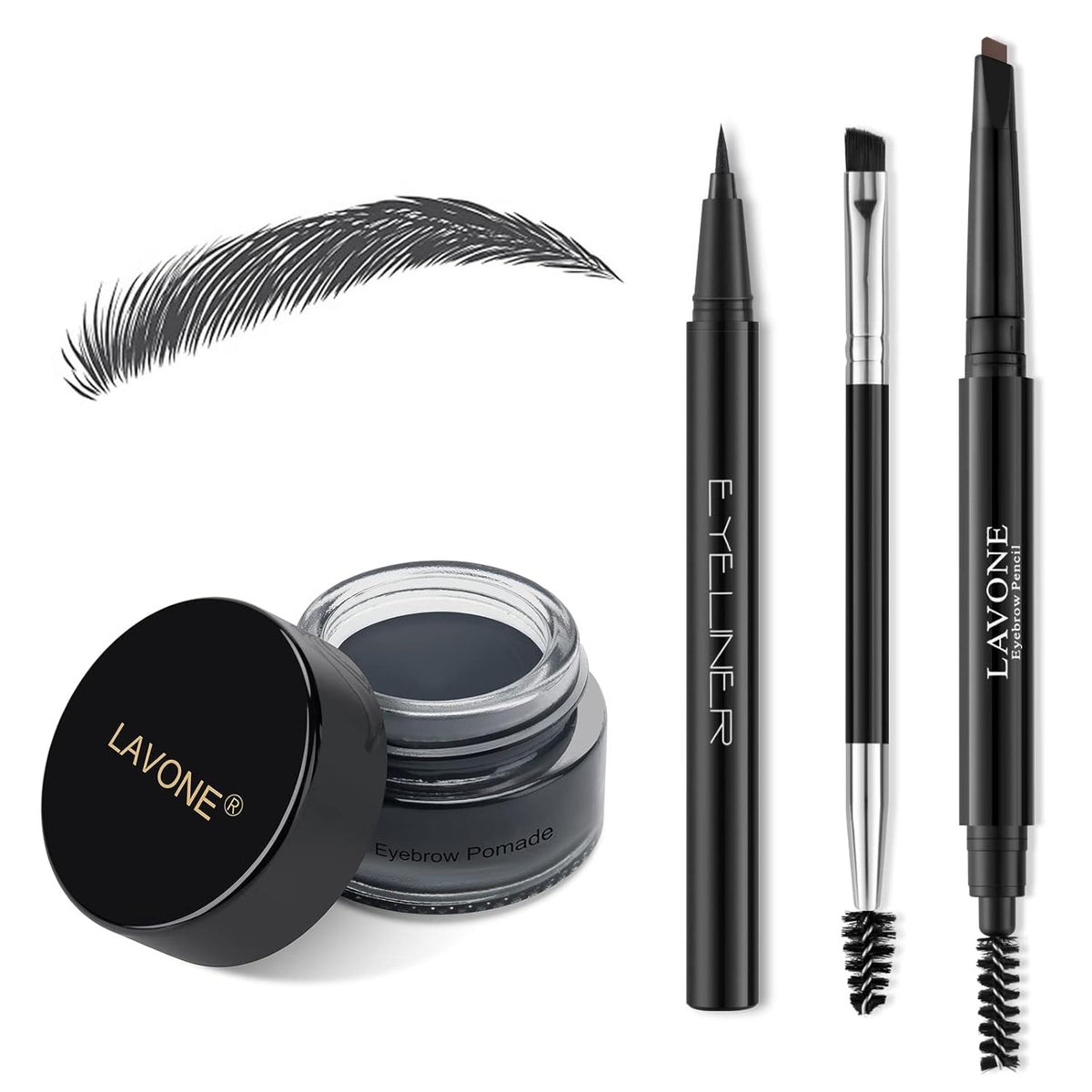LAVONE Eyebrow Stamp Pencil Kit - Makeup Brow Stamp Trio with Waterproof Eyebrow Pencil, Eyeliner