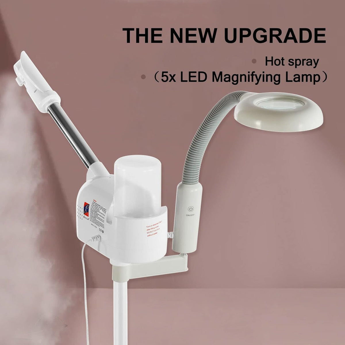 Professional 2 in 1 Facial Steamer Upgrade Esthetician Steamer with 5X LED Magnifying Lamp Beauty