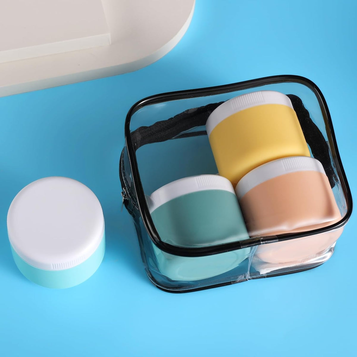 Travel Containers for Toiletries, Silicone Cream Jars BPA-Free, Leak-proof 3oz Travel Size