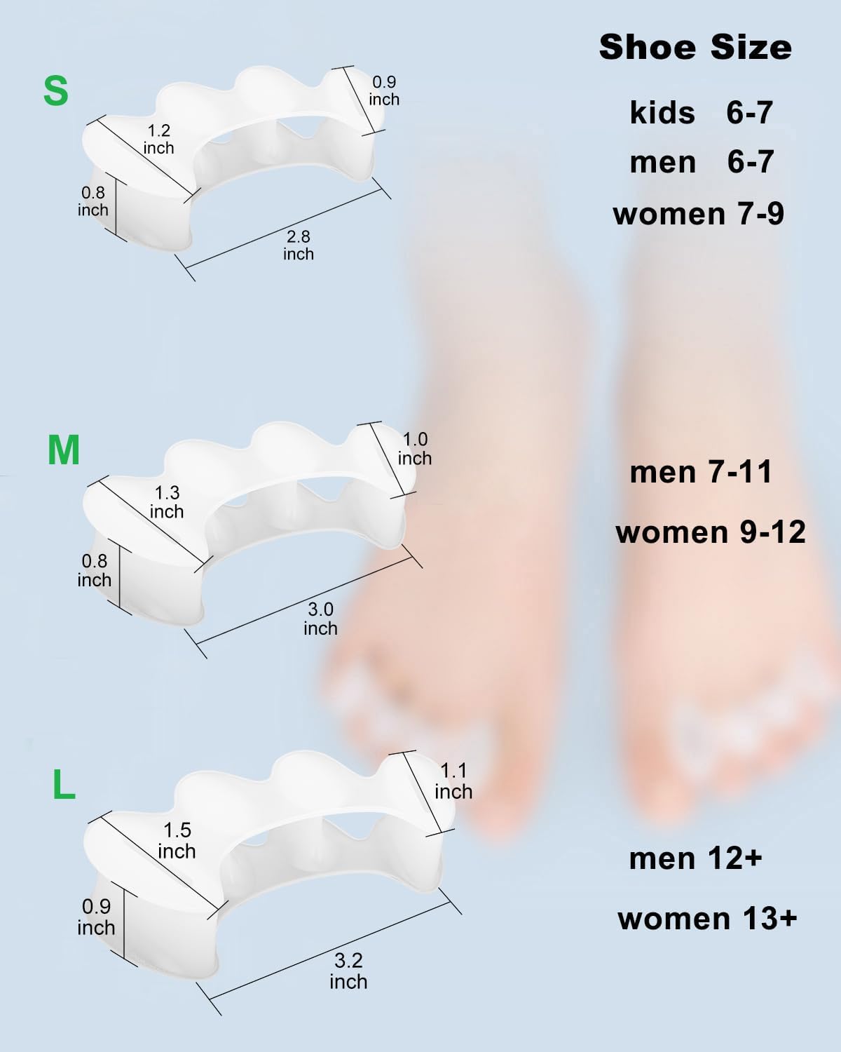 2Pairs Toe Separators Toe Spacers for Women Men to Correct Bunion, Relieve Feet Pain, Foot