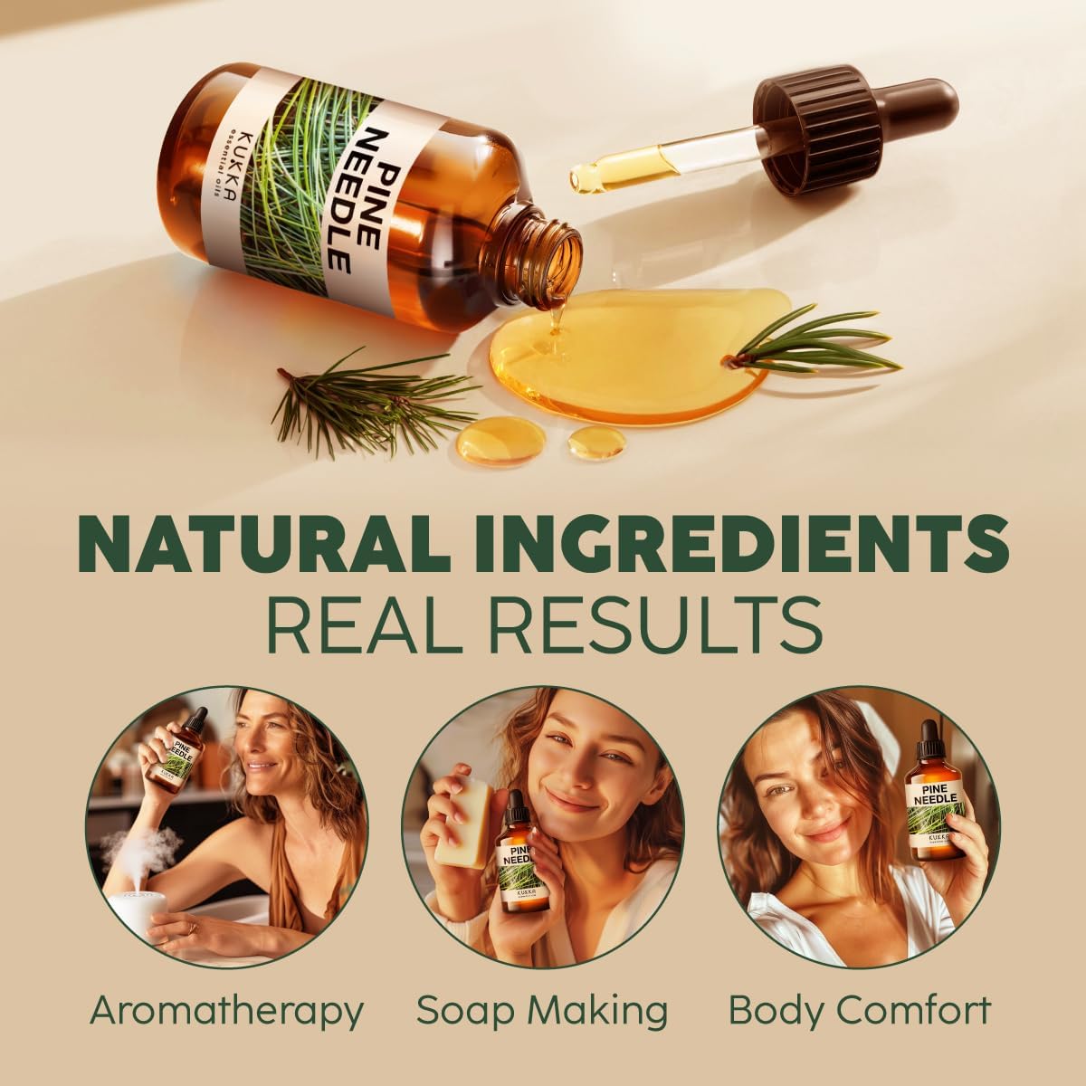 Kukka Pine Essential Oil for Diffuser - 4 Fl Oz - Pine Oil, Woody Scent, for Candle, DIY Soap