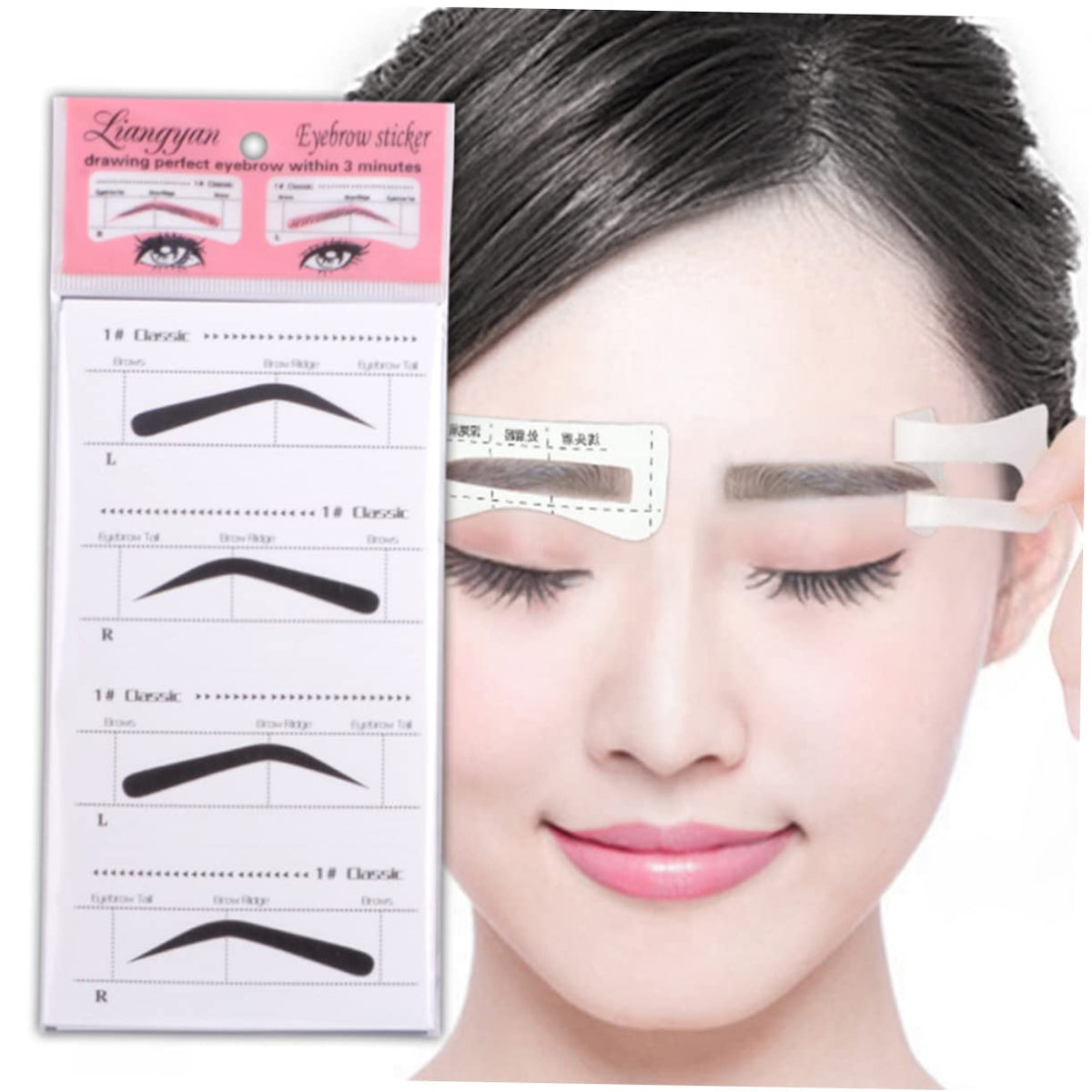 Eyebrow Card Stencils Kit - 10 Adhesive Eyebrow Templates for Precise Shaping Easy Tracing and
