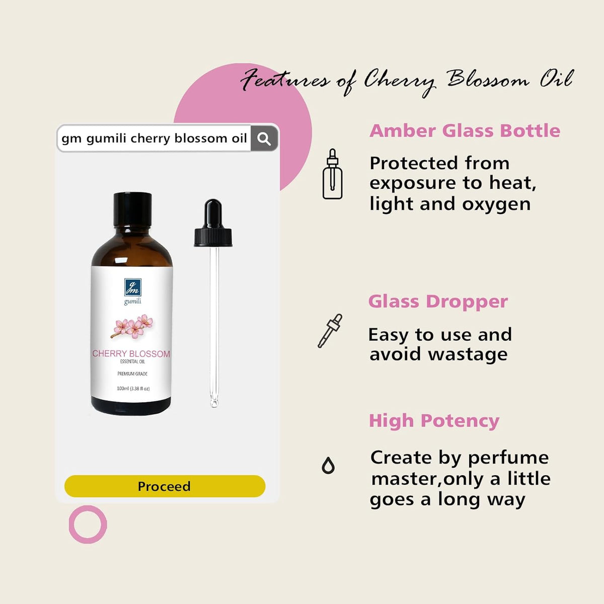 Cherry Blossom Essential Oil, Fragrance Oil for Candle Soap Making, Perfume for Women, Gift for Her