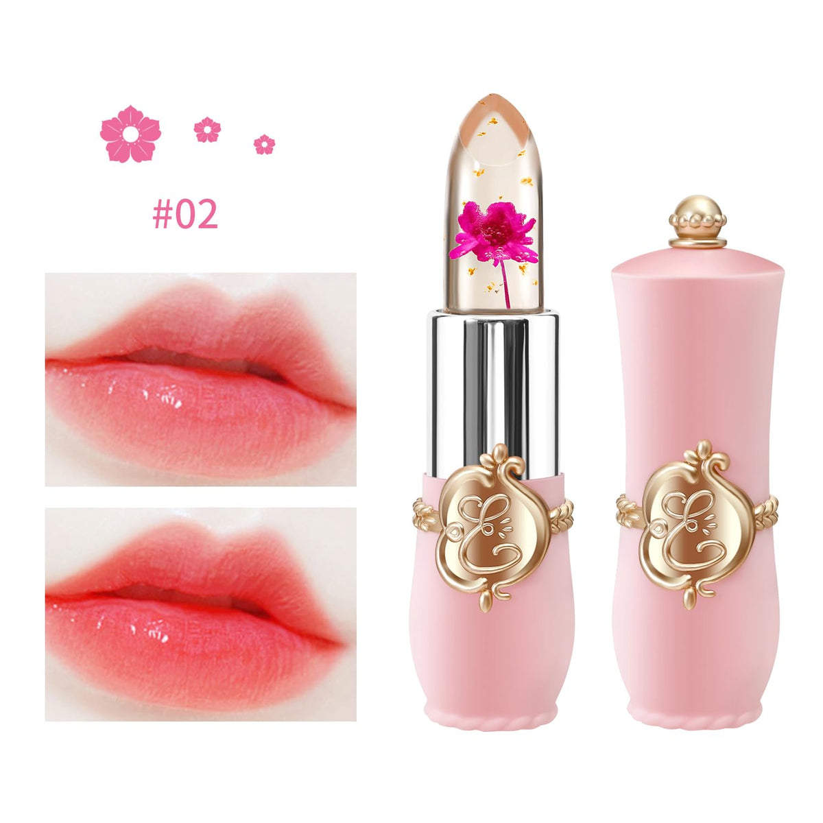 3 Pcs/Set Flower Jelly Lipstick Set Temperature Change Moisturizer Long Lasting Nutritious Balm