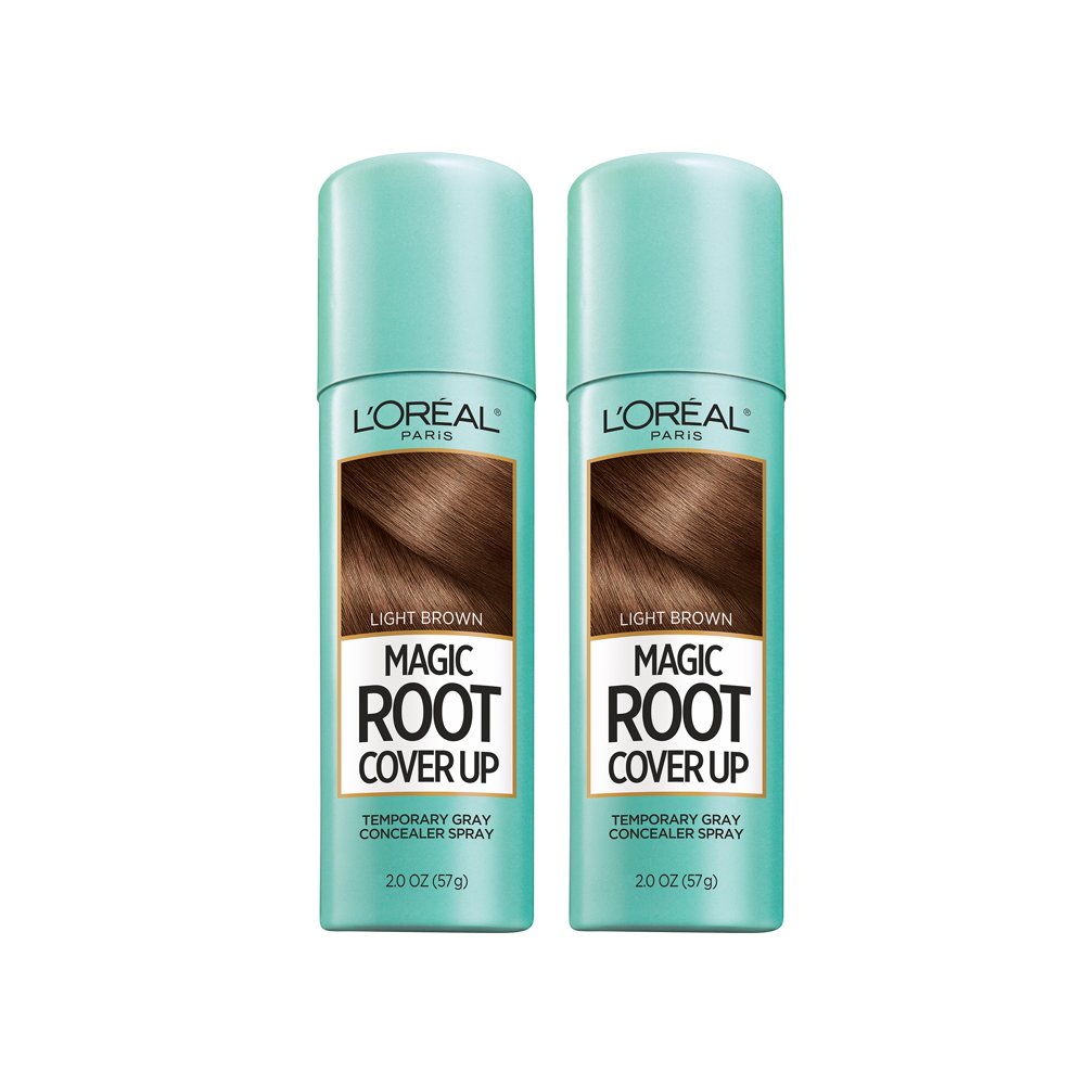 L'Oreal Paris Hair Color Root Cover Up Temporary Gray Concealer Spray Light Brown (Pack of 2)