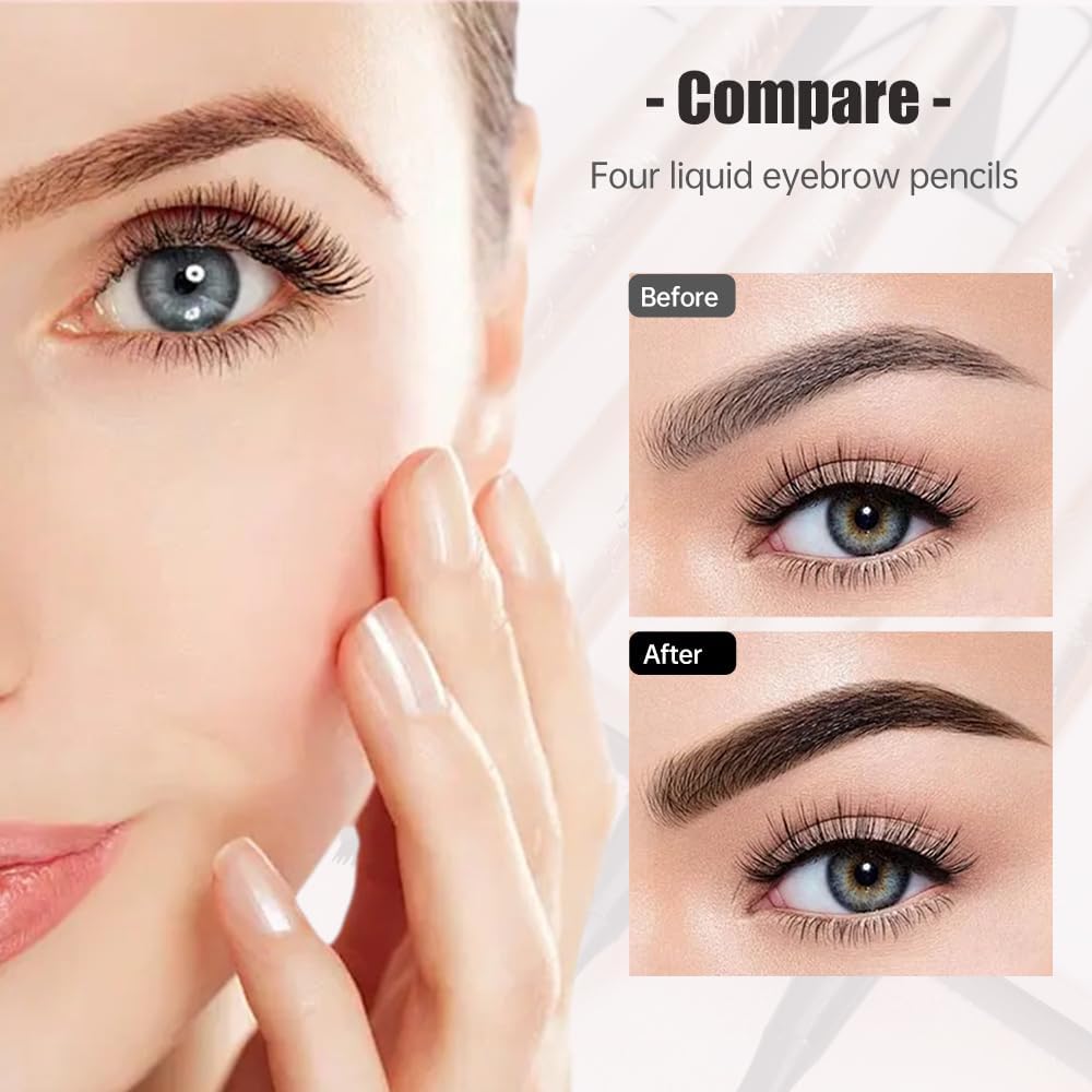 Microblading Eyebrow Pen, 2025 New 3D Waterproof Eyebrow Pencil, Premium Eye Brow Pen with 4 Tip