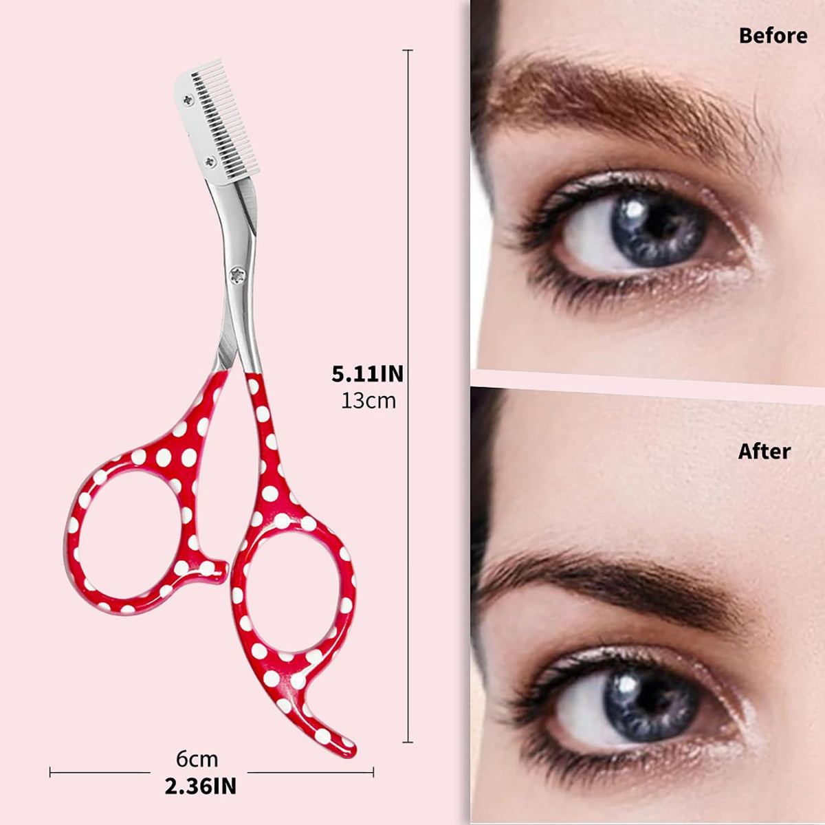 Eyebrow Trimmer With Comb, Stainless Steel Facial Grooming Scissors Kit, Professional Precision