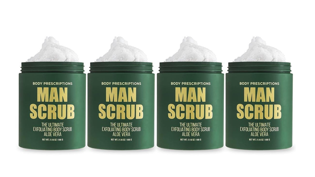 Body Prescriptions Men’s Exfoliating Body Scrub – Ultimate Skin Cleansing Wash in Jar with
