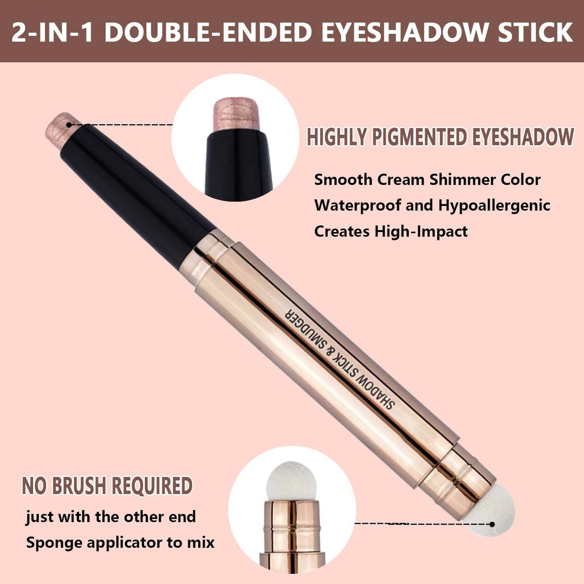 Rose Gold Eyeshadow Stick Makeup, Highlighter Matte Cream Eye Shadow Pencil, Waterproof
