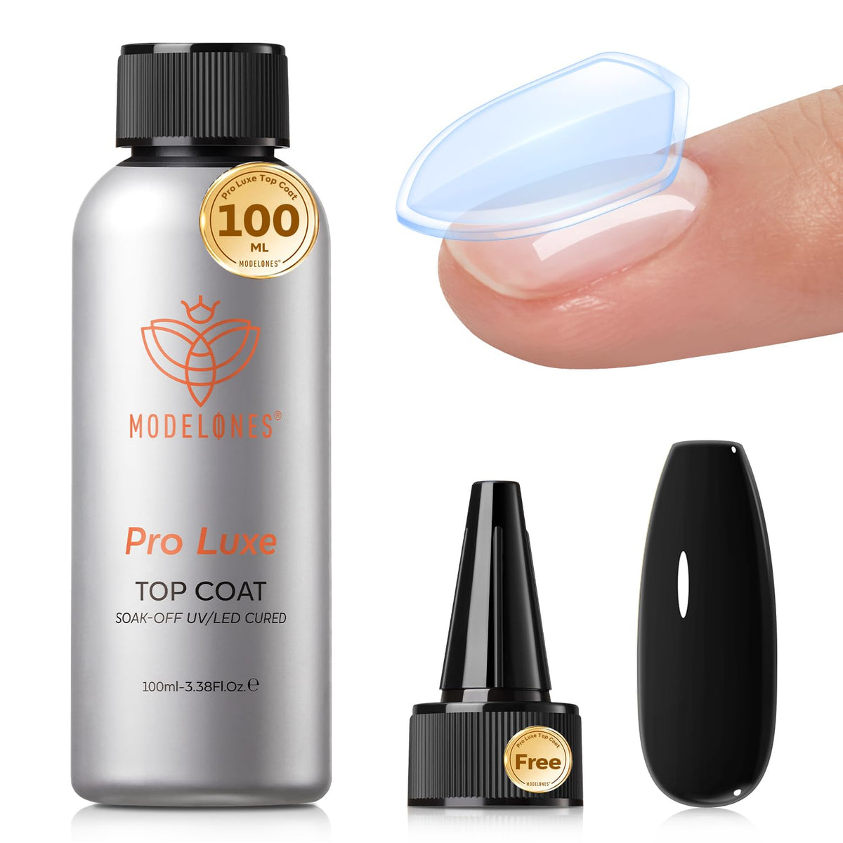 modelones Gel Top Coat, 100ml No Wipe Extra Glossy Top Coat Gel Nail Polish Long-Lasting High Gloss
