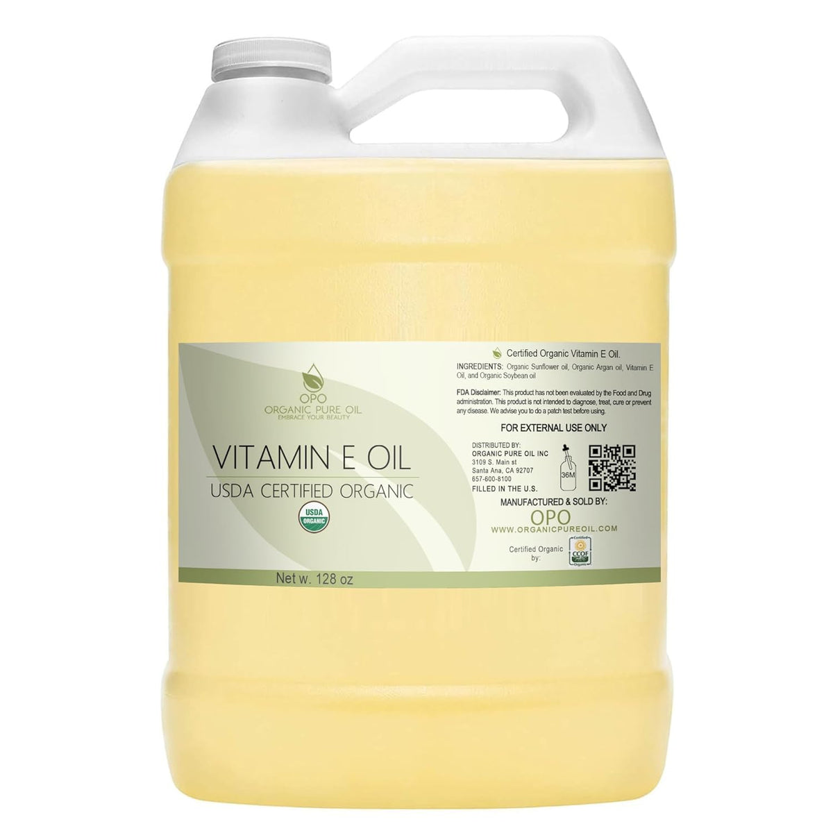 Vitamin E Oil - Organic, 43,000 IU, Natural Vegan Cruelty-(128 oz. / 1 Gallon), Free Bulk Extra