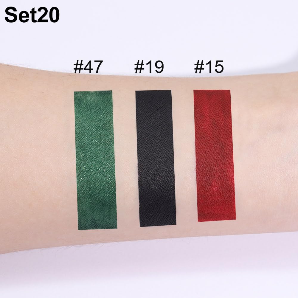 evpct 3Pcs Dark Black Emerald Green Red Matte Liquid Lipstick Lip Stain Sets for Women