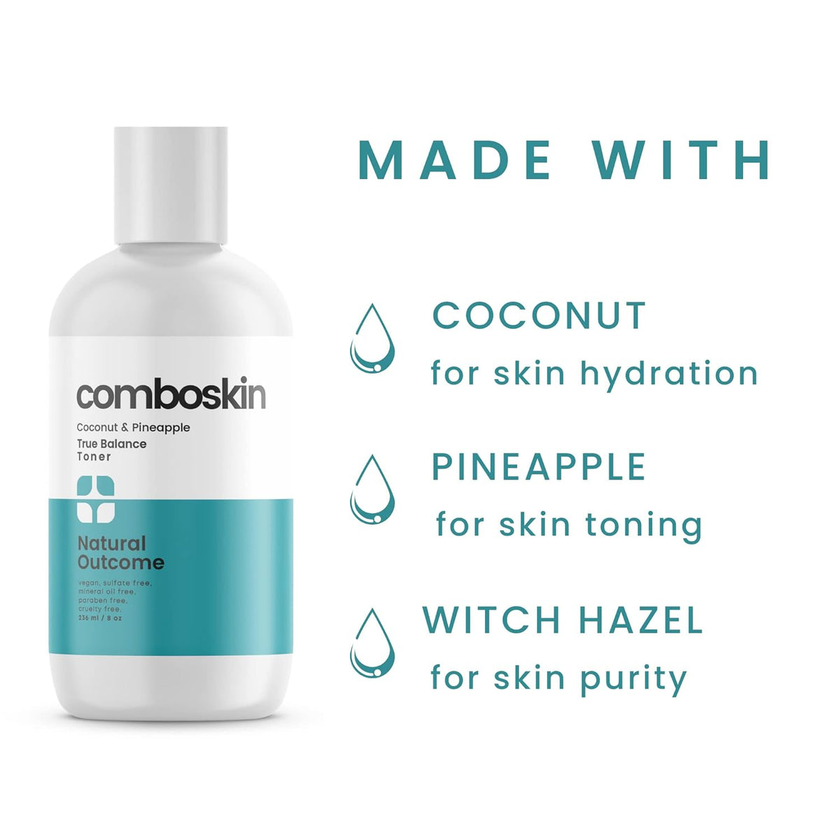 Combination Skin Balancing Face Toner | Alcohol Free Witch Hazel Facial Astringent w/Hydrating Aloe