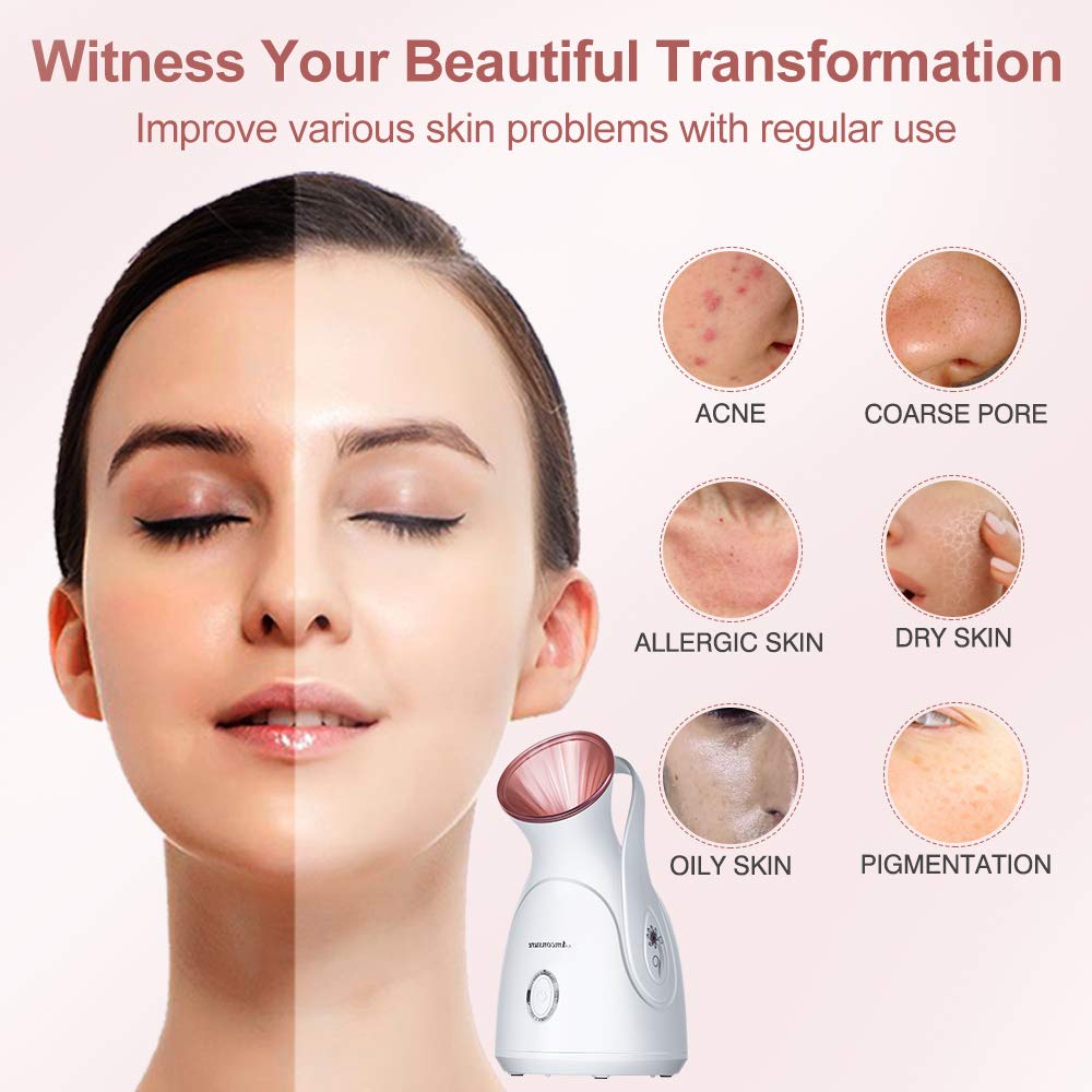 Facial Steamer, Amconsure Nano Ionic Face Steamer for Home, 100ML Warm Mist Humidifier for Women