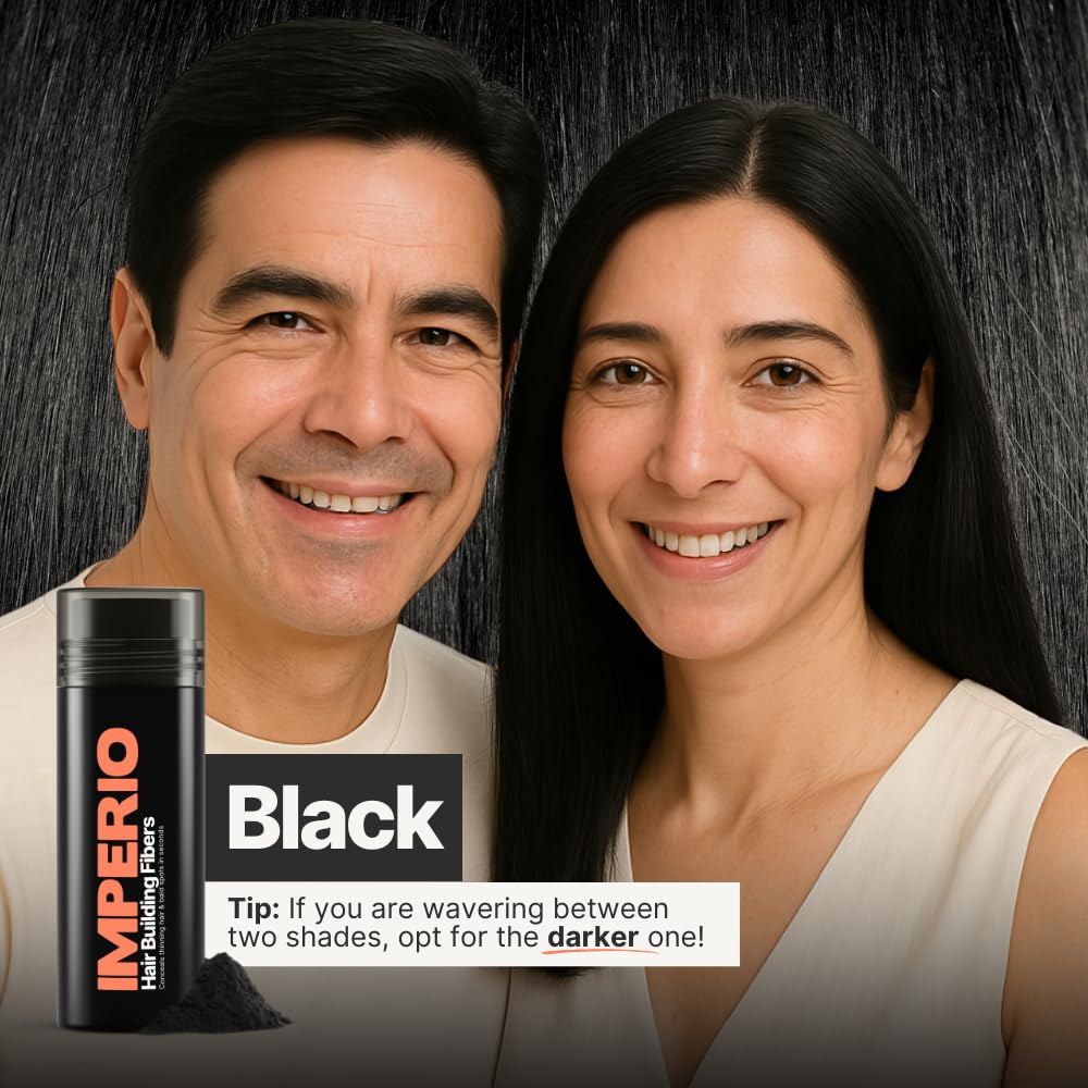 IMPERIO Hair Building Fibers for Thinning Hair - 26g Premium Hair Fibers for Women & Men - Dark
