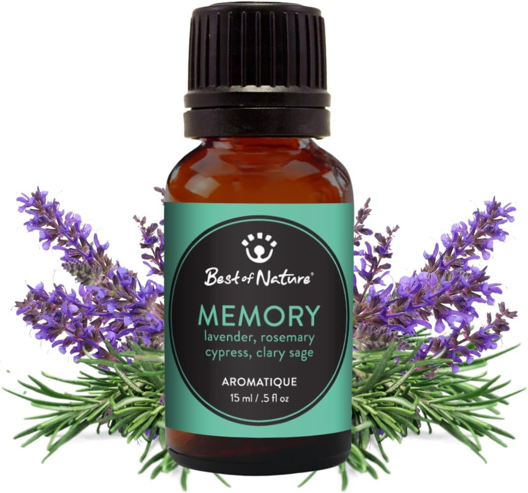 Best of Nature Memory Essential Oil Blend – 100% Pure for Diffuser, Aromatherapy & Focus – Herbal