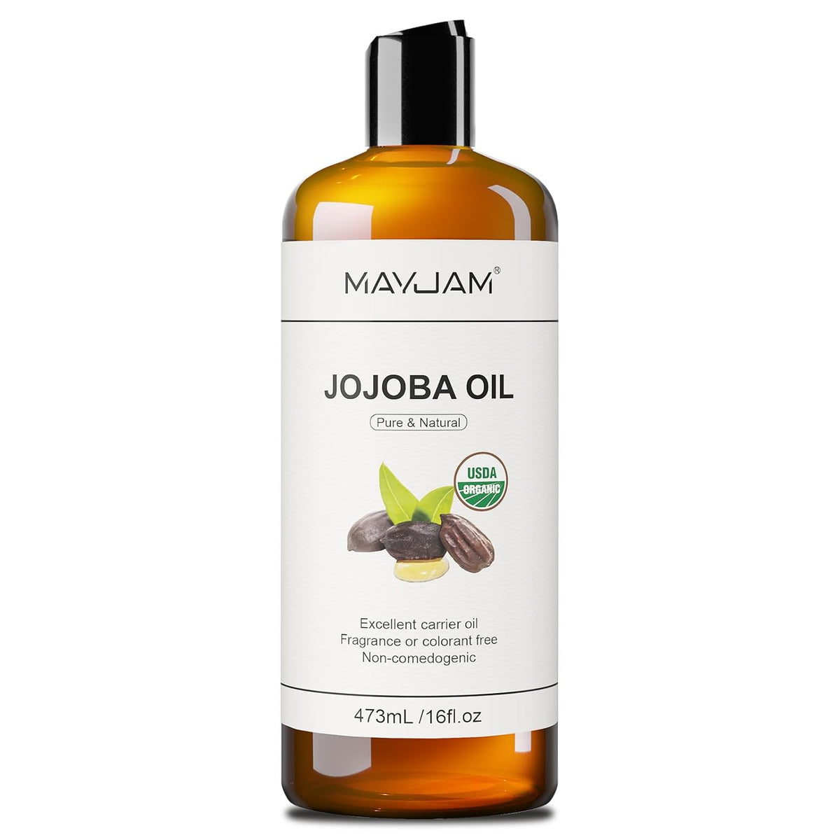 16 Oz Jojoba Oil for Skin, USDA Certified Cold Pressed Jojoba Oil for Hair, Face, Body, Ear